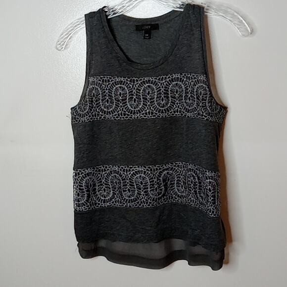 J.CREW Women's Grey and Lace XXS Tank. Atleisure, Layering, Casual, Minimalist - Picture 1 of 7